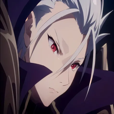 A close-up of a young man with white hair and red eyes, today&#39;There is no featured anime yet, still from the anime, male anime character, Hajime Yatate, in the anime film, Anime screenshot 2 0 1 9, it has a piercing gaze, main visuals of the anime, scr...