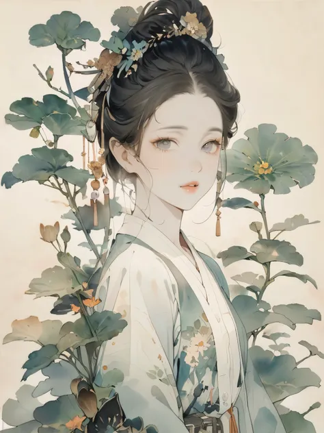 (8K, best quality, masterpiece)，1girl, watercolor(medium), {Practical, original photo, Ultra-fine transparent, image, (Influenced by Yoshitaka Amano&#39;s style:1.6)}, Practical Light, Delicate skin, (Beautiful slim woman, 25 years old, Court Knight:1.5), ...