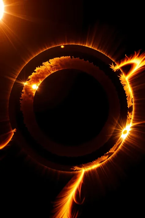 Generate a wallpaper which has black background and sun in the centre