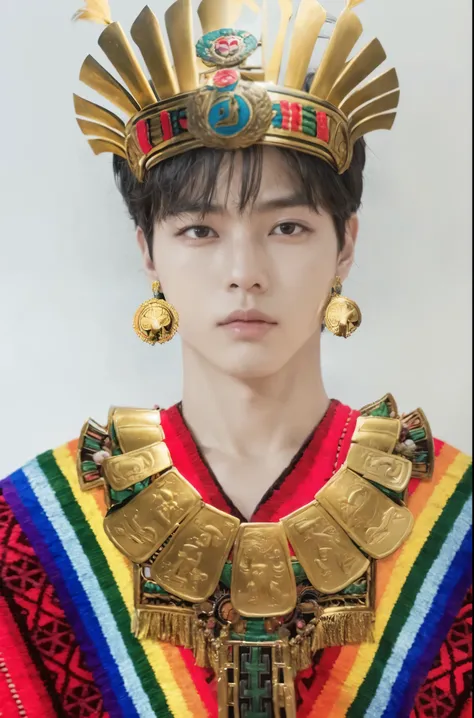 hyunjun hur actor and kpop idol more realism in hair and clothing hair orange, peru, inca create a representation of an inca sit...