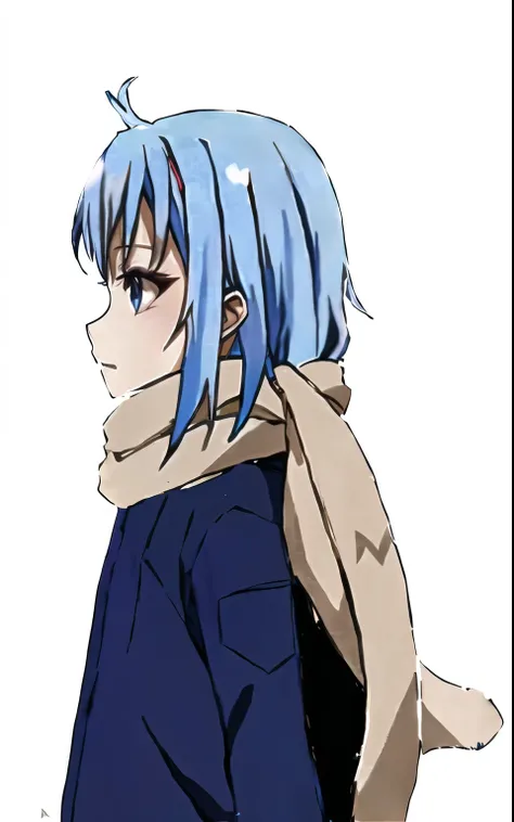 Anime girl with blue hair and a scarf., rimuru, rimuru tempest, profile shot of rimuru tempest, full photo of the rimuru storm, 2d anime style, rimuru and milim, anime moe art style, tensei shitara limo datta ken, blue color, ayanami, inspired by Rei Kamoi