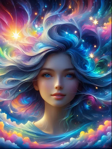 (站在五彩缤纷的北aurora前的女孩: 1.5),((Neon Star, Around flowers,, Expectations, Depth of Field, Insights, clear, Monte, The Milky Way is lush, Translucent clouds, spectrum, panoramic, Interstellar cycles, cycle, Web portals, Large target, aurora, 全球北aurora,天空被美丽的北au...