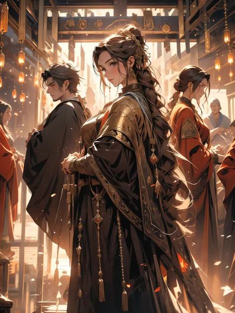 extremely detailed poster image of four characters, two men and two women, ((medieval style, RPG character class)), 8k hd, RAW photograph, digitalpainting, ultra detaild, golden ratio