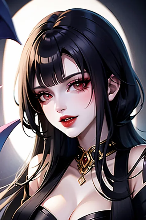 Nocturna the queen of vampires, evil anime waifu vampire black hair