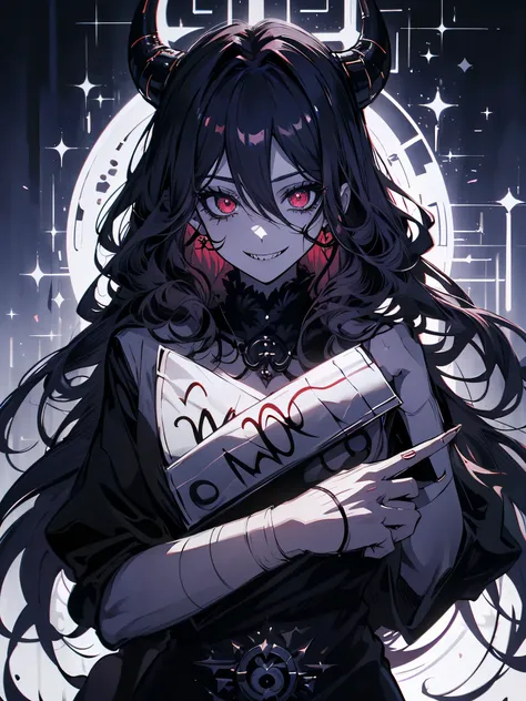 Princess of darkness with eyes of blood, Red hair, tails, evil smile, (((fully body, putting hand to mouth, devilish smile and frizzy eyes))), anime styling, Lens flare, high détail, First person view, cinematic lighting, work of art, super detaill, best q...