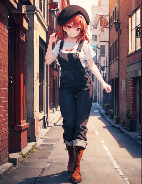 Realistic,Highest quality, Ultra Detail, High-quality CG rendering, The most delicate and beautiful, Floating softly, High resolution, (1 girl), (Highest quality,4K,8K,masterpiece:1.2),(All red hair:1.5), (Medium Hair:1.5),(Red eyes:1.5),(Slightly larger b...