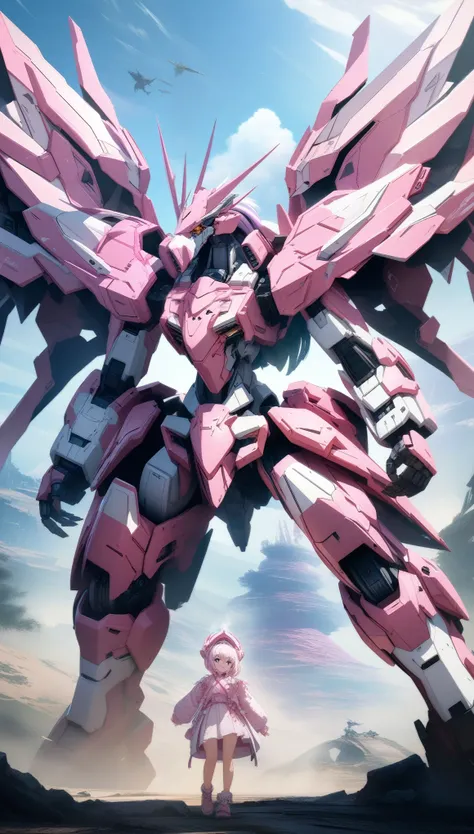 (Best Quality,4K,Anime:1.2),Pink and white hair,Pink and white helmet,About ALRAAF Digital Anime Art,Pink and white themed,Aesthetic,mechs,Digital Art in Detailed 4K,Robot Dragon Head,Urop and Cleansing Kushat,highly detailed anime,mecha aesthetic,advanced...