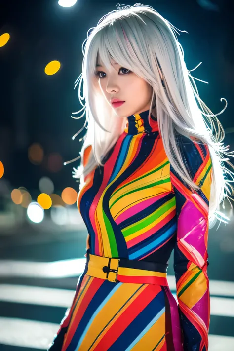 Masterpiece, high quality, high resolution, 8K, (solo:1.2), ((1girl)), Japanese woman, detailed face, detailed eyes, correct body structure, upper body, ((White hair:1.2)), very long hair, messy hair, slender body, seductive silhouette, luminous bones, dep...