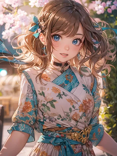 Beautiful girl, Anime Style, Detailed face, Wearing a cute and stylish dress, Set in a charming and picturesque setting, Vivid and attractive lighting, Dynamic pose, Japanese Anime Style, high quality, Very detailed, 8K resolution, Cinema Lighting, 最high q...