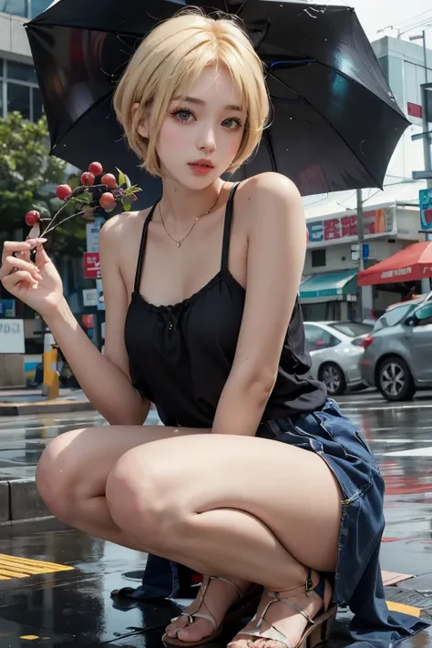 Blonde　Shortcuts　rainy season　beautiful girl　Berry Short