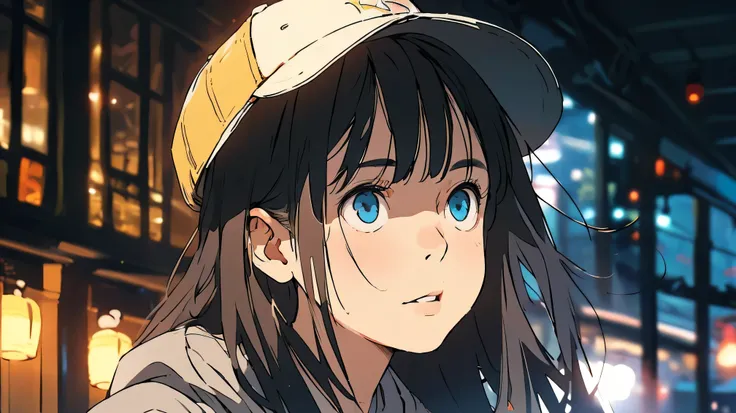night、((机に向かってbarely)),（hat）,((barely)),（Serious profile）,((Have a drink)),indoor, Very detailedな, (((Very detailed eyes and face))), profile, masterpiece, Highest quality, Realistic portraits, hoodie, Very detailed, Dynamic Angle, The most beautiful form ...