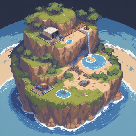 (masterpiece, best quality:1.2), pixel art,land space，beach