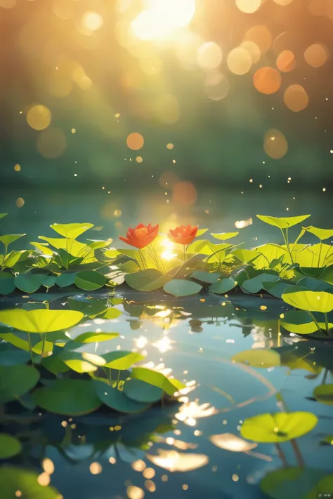 (best quality,high resolution:1.2),Very detailed,Practical,landscape,Pond in the evening,beautiful reflexions,Peaceful atmosphere,Soft sunlight,Calm Water,Lush green vegetation,Peaceful environment,A calm and peaceful scene,nature,Subtle color palette,Soot...