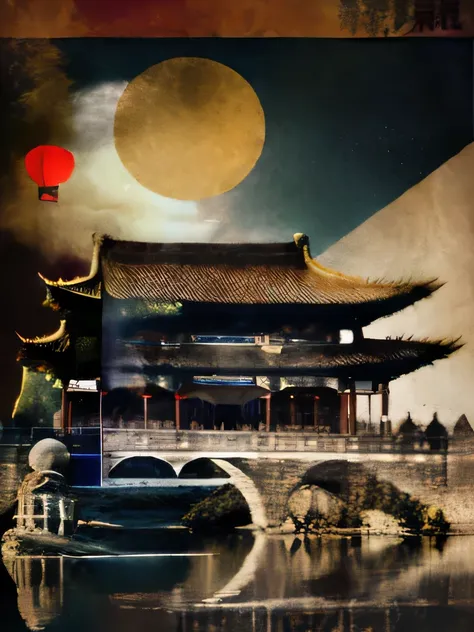 masterpiece, surreal collage, collage《the forgotten gate of time and space and the forbidden city》