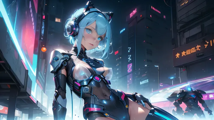 (quality)), ((masterpiece)), Recommended results、Puffy nipples、(see through:1.5)、straighten your back、abdominal muscles、huge bust、angle to floor:1.2、low camera angle、Hair loss on crotch，Hatsune Miku，(cyborg girl),(cyborg girl:1.5),maid android,((1 girl)),(...