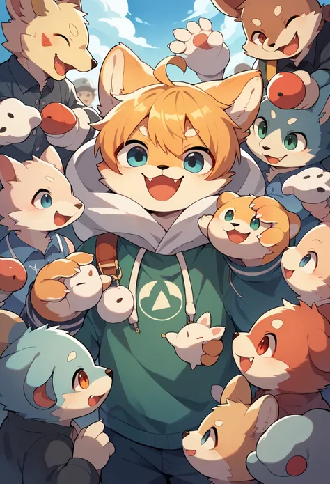 super high resolution, detailed background, World Heritage Site, 6+boys, 6+girls, Happy, joyful, absurdres(Photos of solo travelers)(kemono, furry anthro),