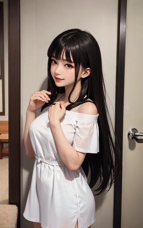 (masterpiece、Can be viewed、masterpiece、Highest Resolution
、Highest quality、Highest quality、Cinematic Lighting、High-end rendering、Safe at Work、Safety Sensor),Super large breasts 、slender girl
(((Short girl and black guy))), A girl in an oversized plain whi...