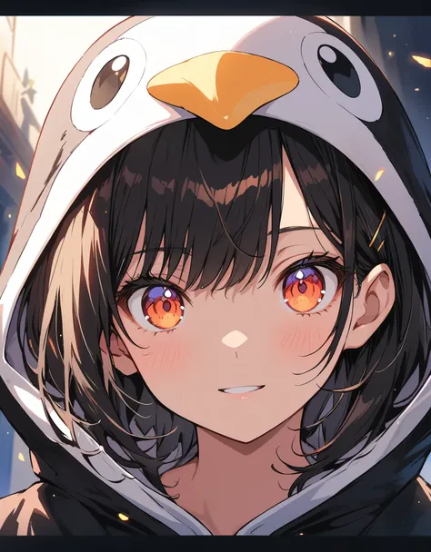 ((Wearing a penguin costume)), girl、cute、Penguin Parade、(Highest quality、masterpiece、High resolution、detailed)、animeスタイル、Flat Style、(Beautiful Eyes, Delicate and beautiful face,),  break,girl1人、extremely detailed(The Shining), Best lighting, Best Shadow、fl...