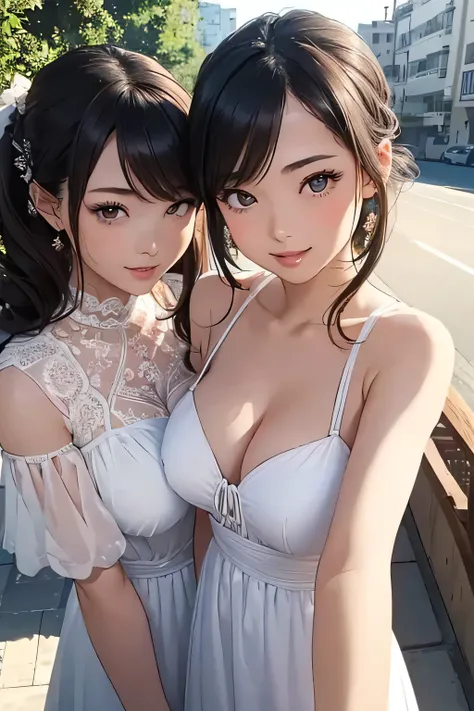 Highest quality、High resolution、Detailed Background、(Beautiful face in every detail:1.4)、Anatomically correct、Hide your fingers、(Detailed facial expressions)、(Detailed eyes:1.2)、Beautiful women in their 20s、(Highly detailed face:1.4)、(Huge breasts:1.2)、Cut...