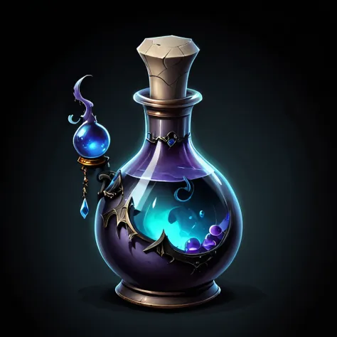 gothic style potion, potion game assets inventory art, on a white background . dark, mysterious, ghostly, dramatic, brilliant, d...