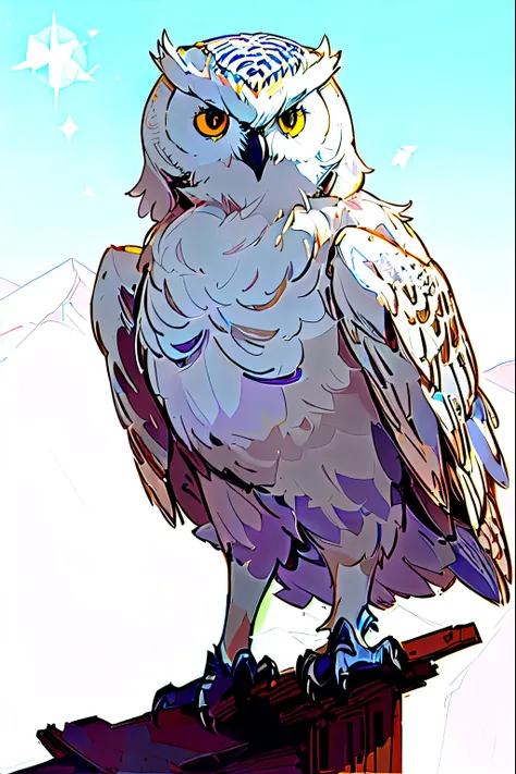 a white owl sits on a pillar against the background of a mountain, owl wizard, full body close up shot, shining owl, mixture between! owl and wolf, Birdie, Detailed fanart, owlbear, Glowing White Owl, with a giant robot owl, the wisest of all owls, Extreme...