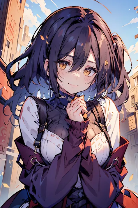 (masterpiece:1.2), (high quality:1.2), (hui xiyi:0.75), rekkyo sensen, rekkyou sensen, girls with((black hair, (tits cleavage:1.15), (waving is hands:1.2), (breasts close up:1.15), (suspenders:1.2), (dress:0.65), (blue clothes:1.05), (belts:0.7), (frills s...