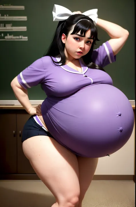 Hair Bow, black hair,Big Baby Bump pregnant, school girl, Big , nipple, cum,16 years girl, Big pregnant Belly, Big Pregnant girl, Largest Belly of Pregnant, Huge Pregnancy Belly, purple eyes, huge 9 months Pregnancy Belly, sky blue eyes, background classro...