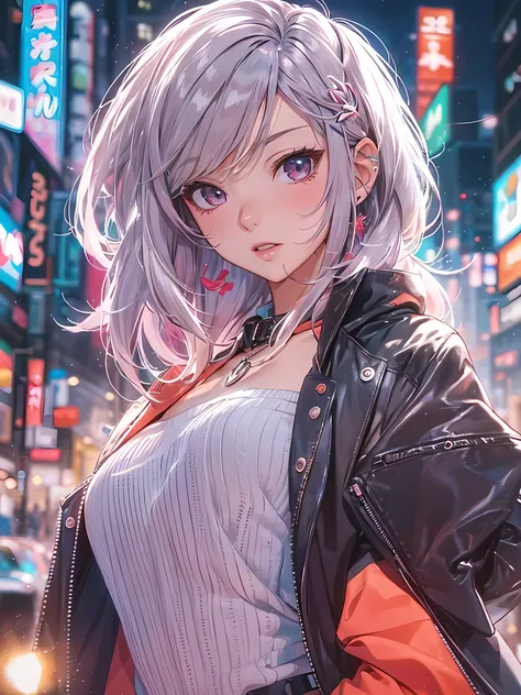 beautiful girl, Anime Style, Detailed face, wearing a tendency and stylish modern outfit, Standing against a realistic city background, Vivid and attractive lighting, Dynamic pose, Japanese Anime Style, high quality, Very detailed, 8K resolution, Cinema Li...