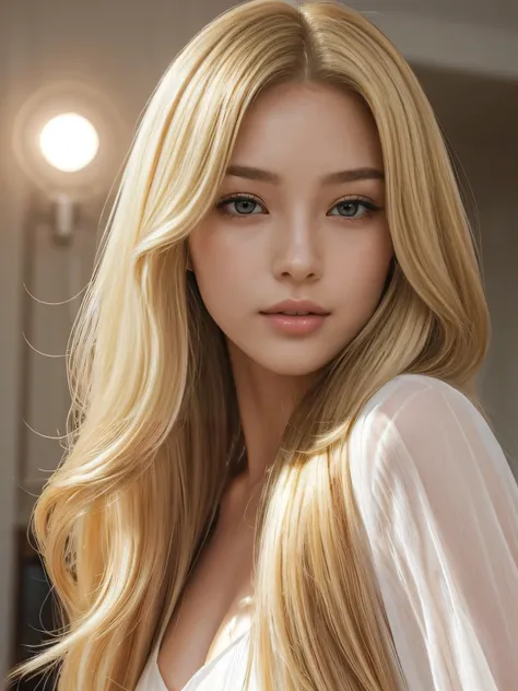 ((Waist up shot))　　((Highest quality)), ((masterpiece)), (Get used to it), Perfect Face　(1 Girl)　(French)　(She is 24 years old、The most beautiful French fantasy girls　)　((Her hair is blonde:1.5))　((Her hair is very wavy!!!))　((Beautiful hair model with lon...