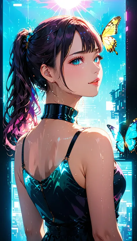 (masterpiece,Highest quality,Ultra-high resolution),Japanese women, (((Very beautiful 25 year old girl))), pretty girl、Look at the photographer､ ((Sleeveless collar shirt)), Very cute face, Glossy Lips, Double eyelids on both eyes,Natural smile、 Natural Ma...