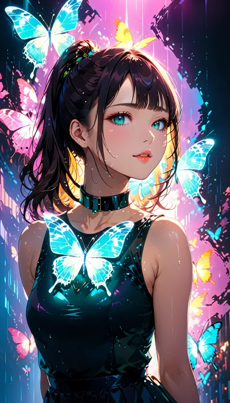(masterpiece,Highest quality,Ultra-high resolution),Japanese women, (((Very beautiful 25 year old girl))), pretty girl、Look at the photographer､ ((Sleeveless collar shirt)), Very cute face, Glossy Lips, Double eyelids on both eyes,Natural smile、 Natural Ma...