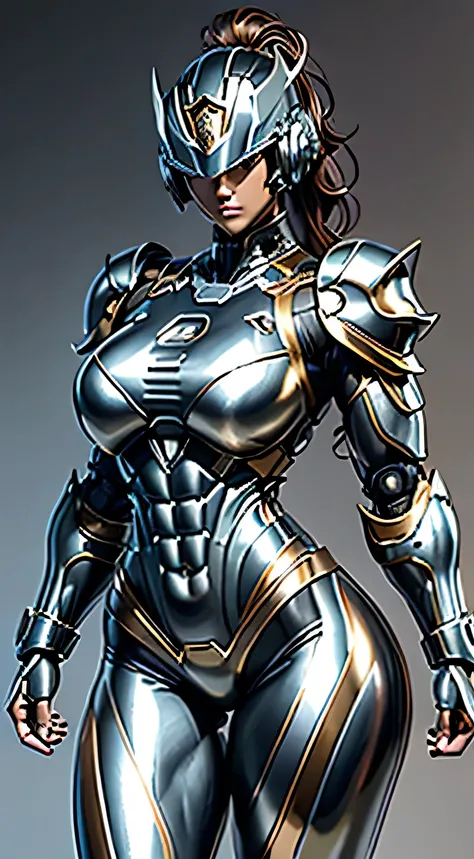 Female Robocop Solo、Bright outdoors、strong light source、8K, high quality, masterpiece, 最high quality, Crisp contrast、Very detailed、Full body armor、Very large armor、Helmet covering the head、Clear photos、His eyes are hidden by thin straight goggles:1.3、The l...