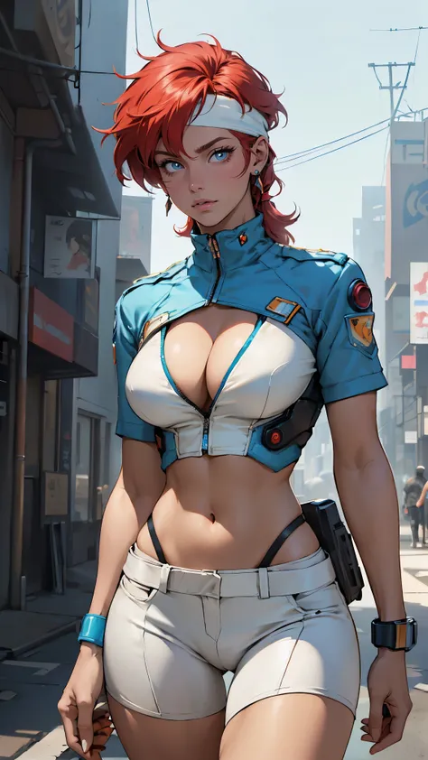 ((Masterpiece, highest quality; 1.3)), super quality, beautiful detail, super detailed, extra fine, 16K, exquisite, absurd, high resolution, beautiful background, detailed background, beautiful eyes, beautiful skin, anime style, Kay from Dirty Pair in a wh...