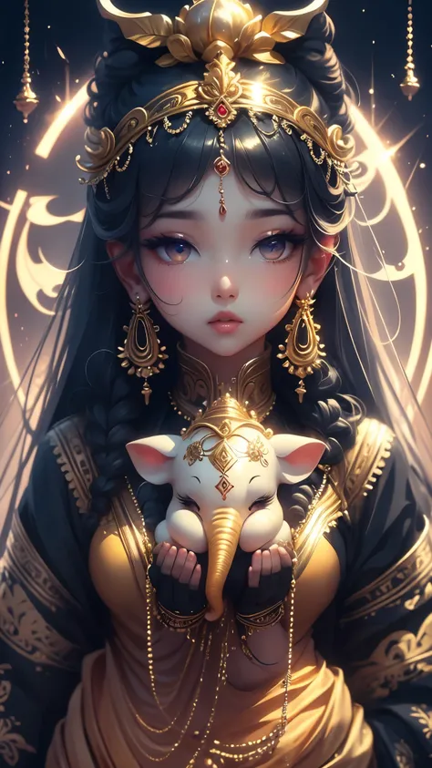 Sure, heres a prompt in English for creating a high-quality, gold, luxurious Ganesha wallpaper:
---
Create a high-quality wallpaper featuring a luxurious and intricately detailed golden Ganesha. The artwork should showcase Ganesha in a majestic and opule...