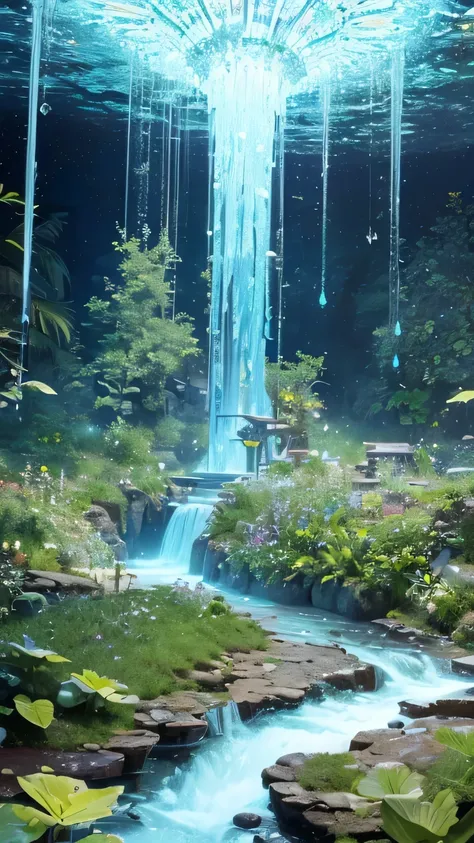 (The best quality at its best,4K,High resolution,masterpiece:1.2),Super detailed,crystallizationline theme,Garden,crystallization,crystallization landscape,Crystallization structure,Display sparkling crystallizations,luminous crystallizations,Clear Crystal...