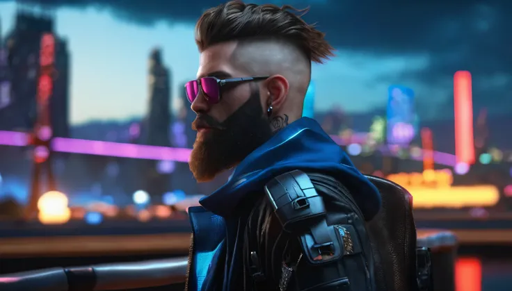 cyberpunk city outskirts,lips, rebels, sky, teeth, holograms, blurry background, beard, 6+boys,
BREAK
blue theme, back tattoo, outdoors, blue sky, bridge, tech-junk, 1boy, 1girl, leather,
BREAK
people, hands on hips, black background, sitting, midriff, Ult...