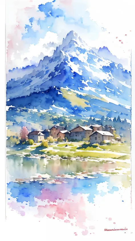 (masterpiece:1.2, highest quality),(very detailed),(((watercolor))),8k,wallpaper,landscape of france,mont blanc,(((透明watercolor)...