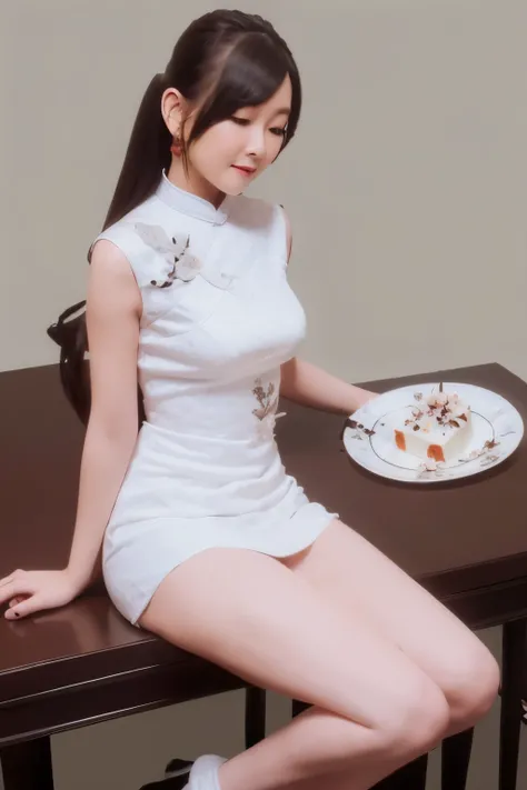 Araf woman in white dress leaning on table in front of building, Sleek white skintight suit, wearing white clothes, White silk suit, Wearing beautiful white, Full body fairy, a beautiful woman in white, Full length and white stockings, sakimicchan, Wearing...