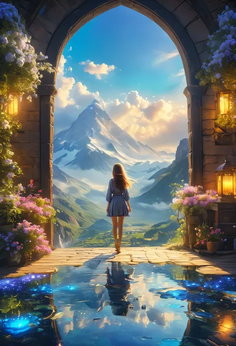 1 Beautiful girl, Fantasy world with magic portal, Everything is magical, The atmosphere is magical, Photo Real, Attention to detail, Highest quality, 4K