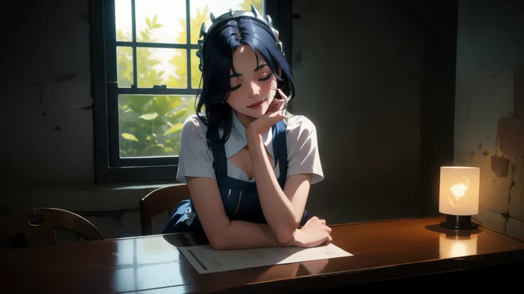 (masterpiece, Best quality:1.2), complex parts, (((pixel perfect, perfect in detail))), One, 1 girl,  REM sleep, Roswaal Mansion Maid Uniform, maid headdress, Looking at the viewer, smile, masterpiece,Best quality,1 girl,REM sleep,blue hair,short hair,hair...