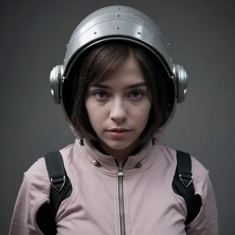 photo of a college student, purple pink, futuristic space suit, (freckle:0.8) cute face, science fiction, dystopia, delicate eye...