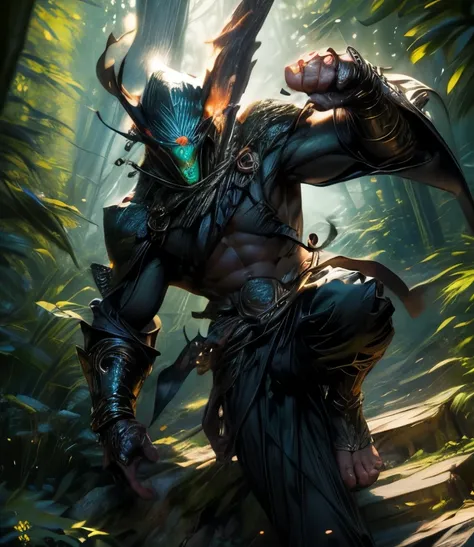 fantasy art shadow, 8K, HD, masterpiece, physical appearance 13 years old teenage boy,old green cape,black short hair,old pants jeans, sunny day, Visually delightful,barefoot,brown eyes,wild,forest background,sun day,brown skin,standing
(masterpiece:1.2), ...