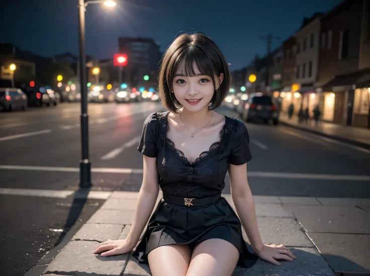 (Highest quality, masterpiece, Ultra-high resolution, 8K, RAW Photos, Realistic, Anatomically correct:1.5), high school girl、20-year-old girl:1.2, Embarrassing, avert your eyes, blush:1.0, View Viewer, ((bar)) 、Night view、 Light:1.2, Bokeh, Cinema Lighting...