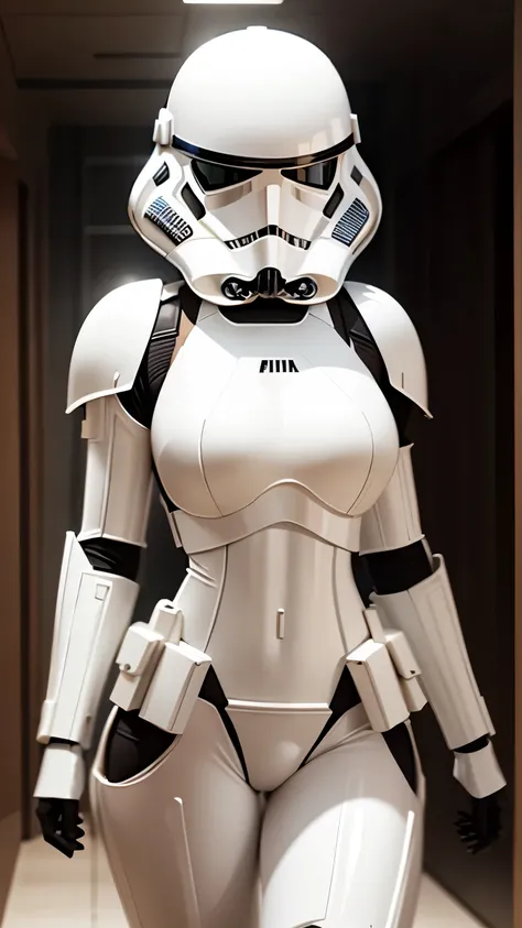 wearing shiny stormtrooper armor, a Star Wars imperial agent, wearing stormtrooper armor, imperial Star Wars style, storm trooper, stormtrooper, trooper, female stormtrooper, slender waist, medium breasts, wide hips, thigh gap, stormtroopers, Star Wars cha...