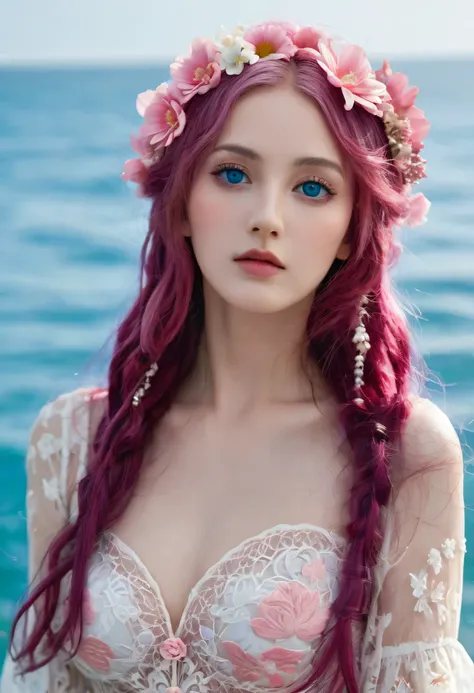 ( Absurd , High quality , ultra detailed, careful with hand )Zodiac - Cancer goddess , similar to latin goodness , Intelligent, crafty, rational, strong-willed face , mature , Tenacious, moody, irritable, oppressive style , ocean blue eyes(eyes detail), l...