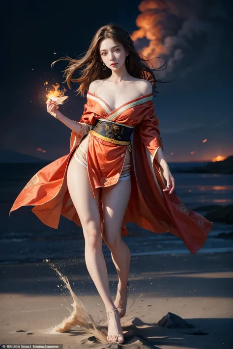 (raw shooting, photoreal:1.5, 8k, highest quality, masterpiece, ultra high resolution), sengoku, fire, wars flaring up everywher...