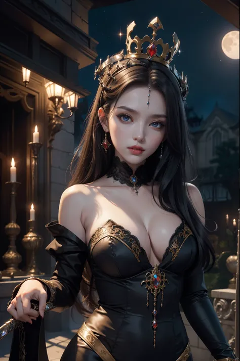 A breathtaking masterpiece, epitomizing seductive allure, innocence, and sweetness, presents the mesmerizing visage of the Vampire Queen, the Gothic Beauty. Her Eyes of Ebony and Crimson, enshrouded with an enchanting and puzzling aura, sparkle under outst...