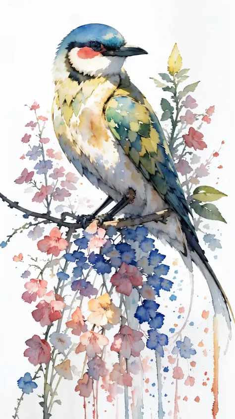 (masterpiece:1.2, highest quality),(very detailed),(((watercolor))),8k,wallpaper,bee-eater