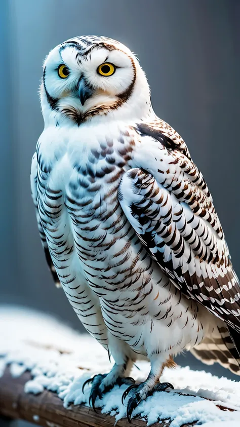 (masterpiece),(Highest quality:1.2),(Very detailed:1.2),(High resolution),(Photorealistic Stick),(RAW Photos),8K,Backlight,(Written boundary depth),(Sophisticated lighting:1.1), (Improving cinematic lighting quality:0.9),Photographing a Snowy Owl