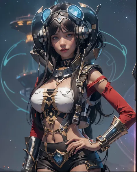 Masterpiece Galaxy female sexual lovely fullbody The_Manned_Maneuvering_Unit (MMU) outfits astronaut girl, propulsion jet-pack missile shot outdoor UNITED STATES Flag Goddess Conceptual contre-jours onyx Star Sun space Station Port War Will-o-the-wisp Deep...